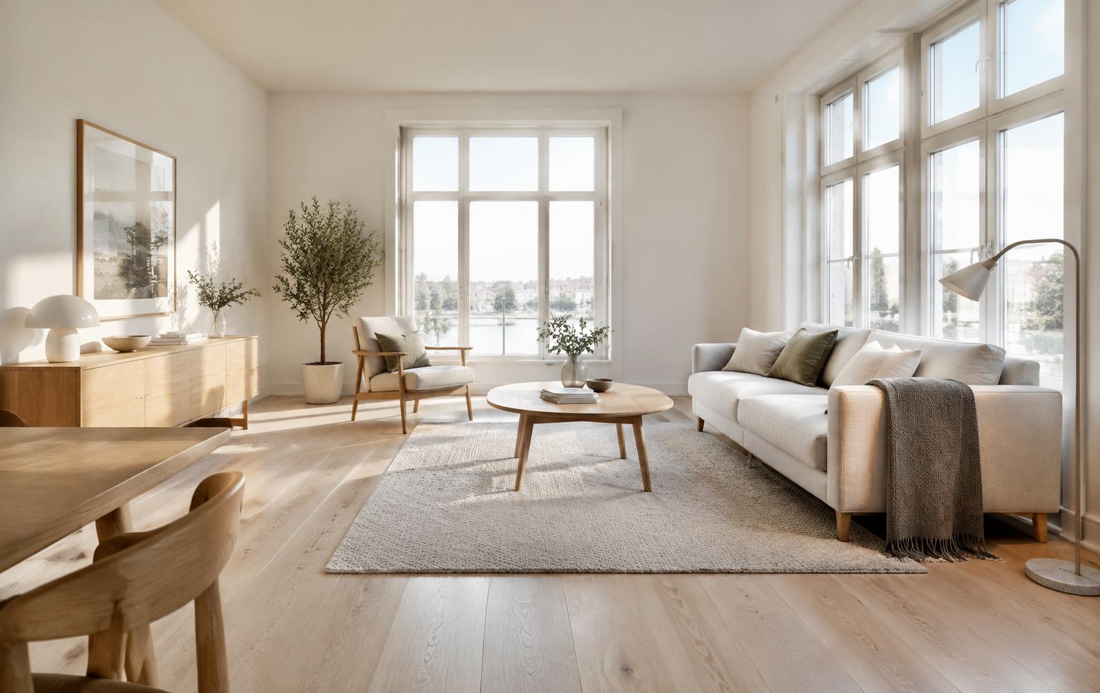 Helles Wohnzimmer mit Eichenparkett